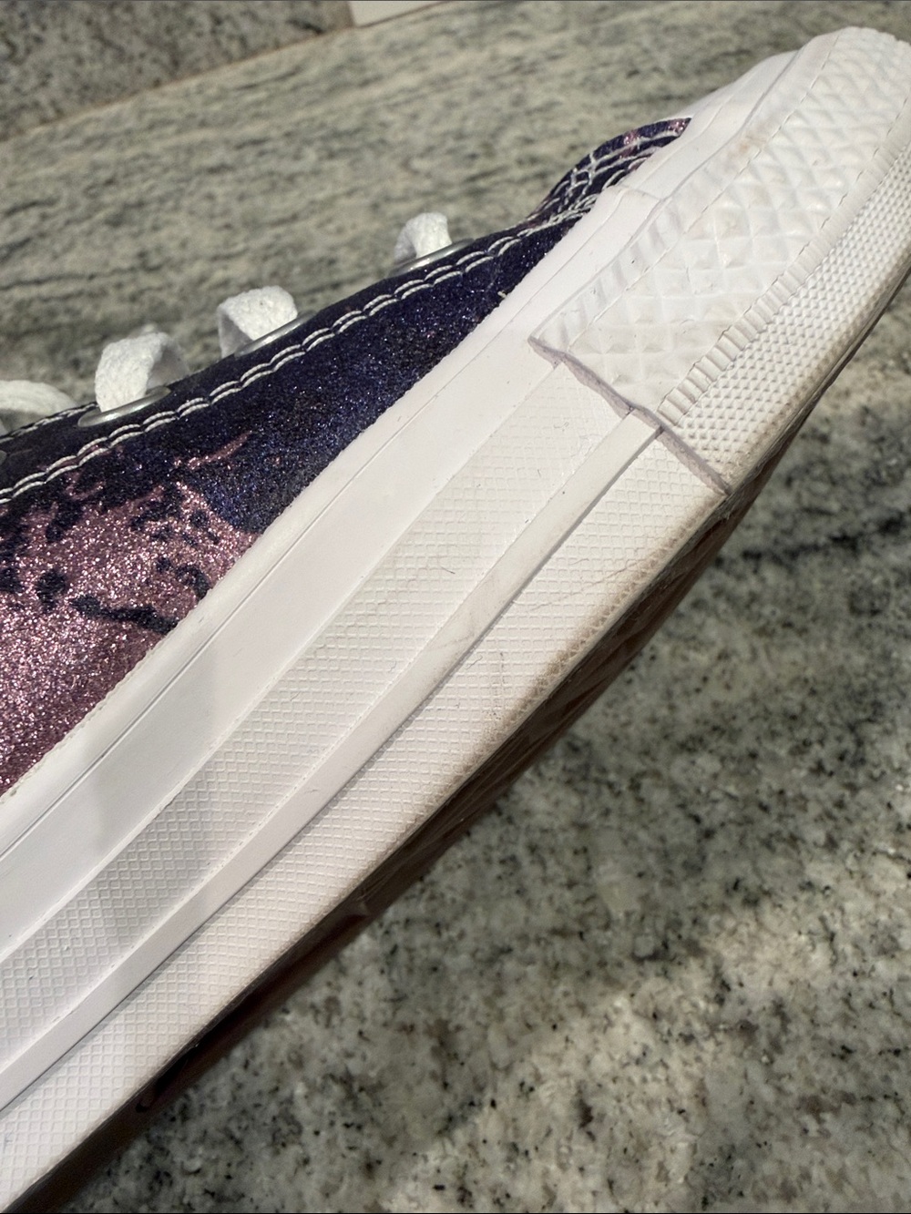 Converse Low-Top Sneakers in Navy/Purple with Silver Glitter Accent - Picture 12 of 16